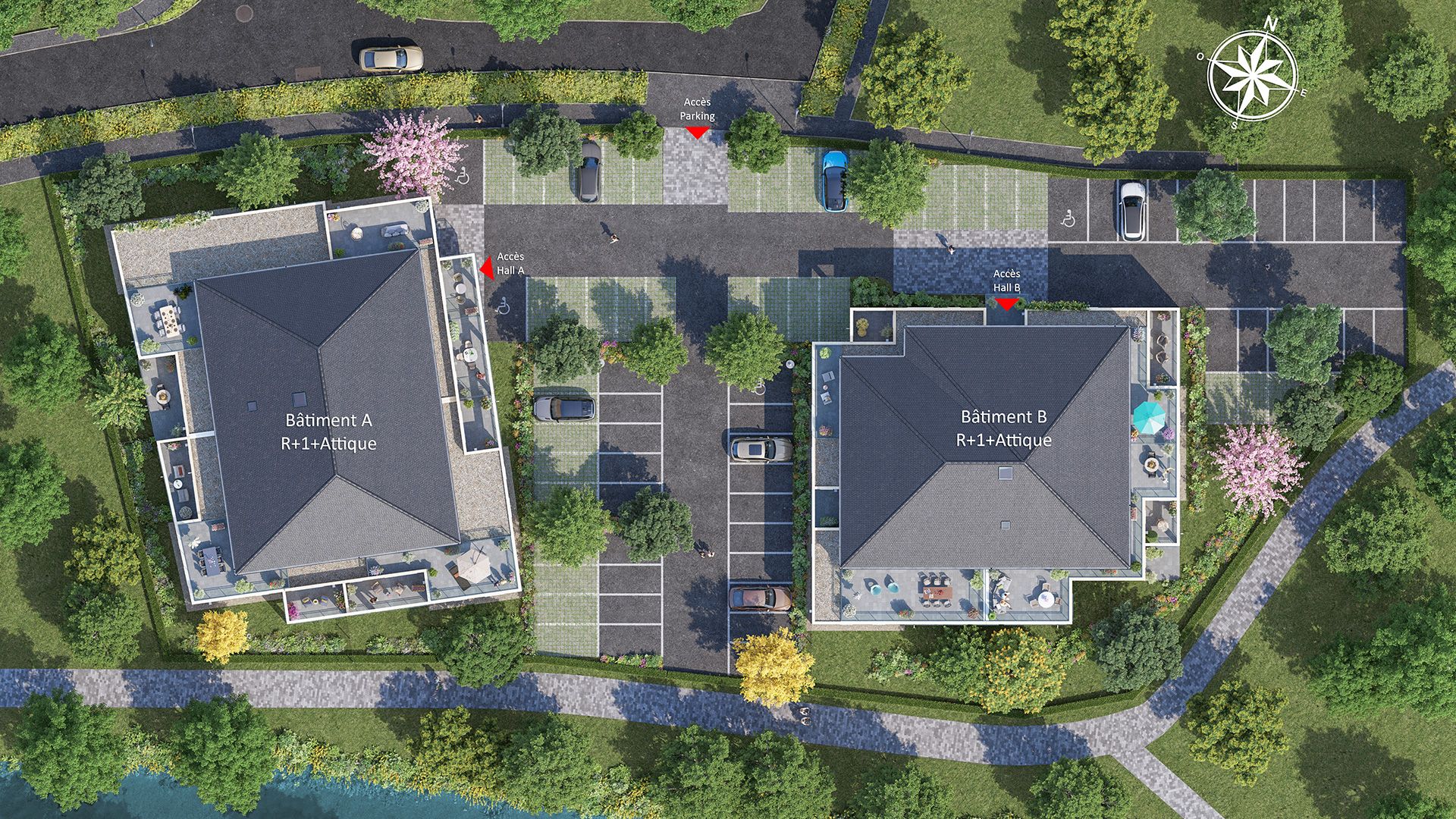 Concept Immobilier - Les Berges de Neptune - Appartements neufs à Terville - Plan de masse